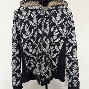 Y2K Fox Fur Lined Zip up Jacket